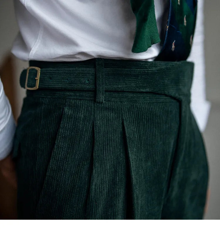 Corduroy Straight High Waist Casual Pants for Men