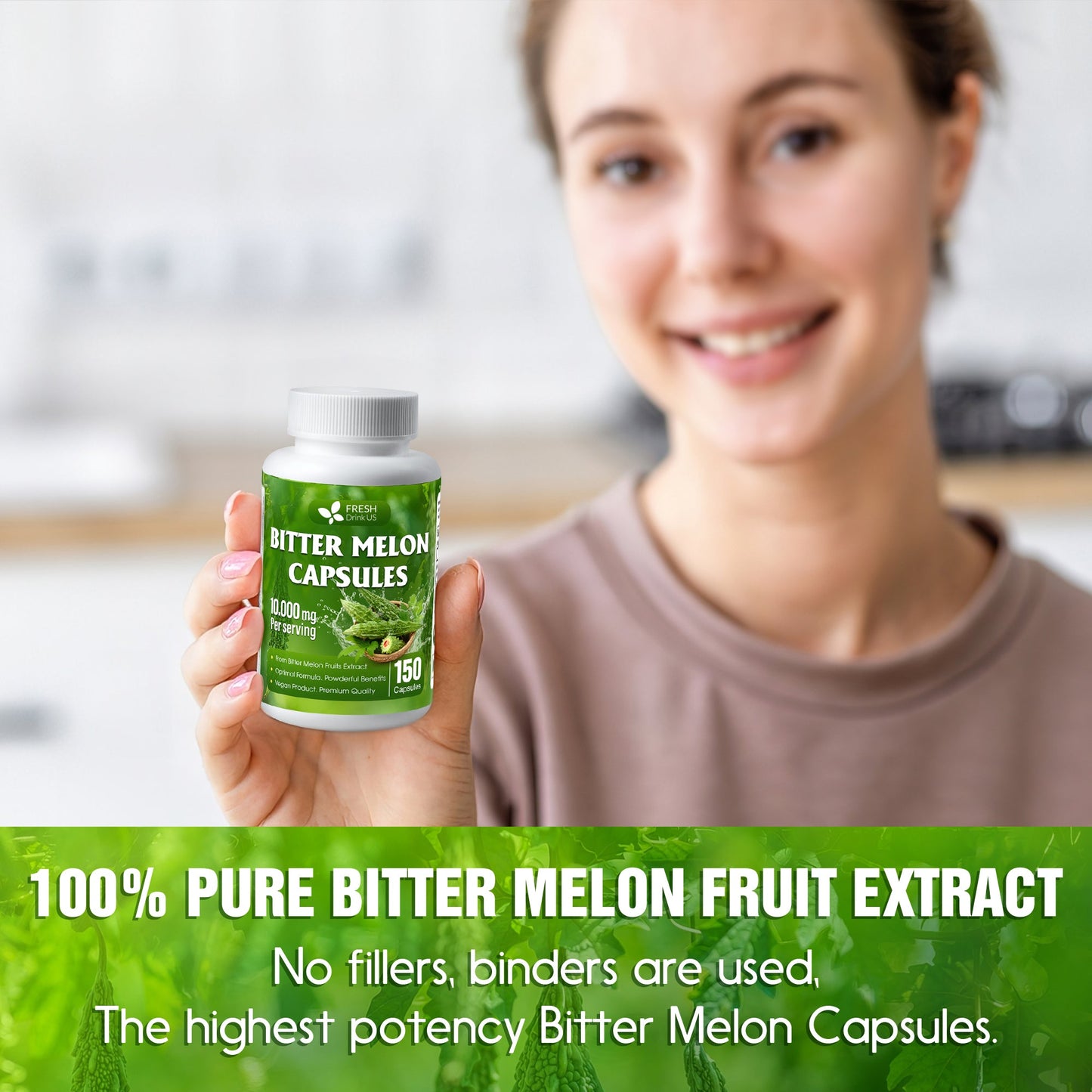 Bitter Melon Capsules, 1000mg, 150 Capsules - Gluten Free, Non-GMO - Korvel