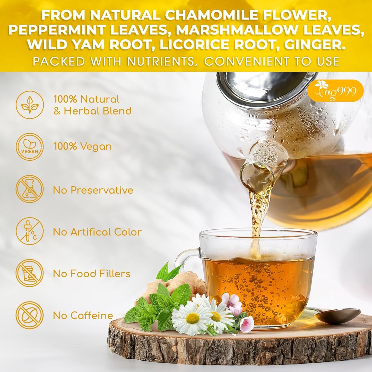 Premium Herbal Tea Bags Blend | Chamomile, Peppermint & More
