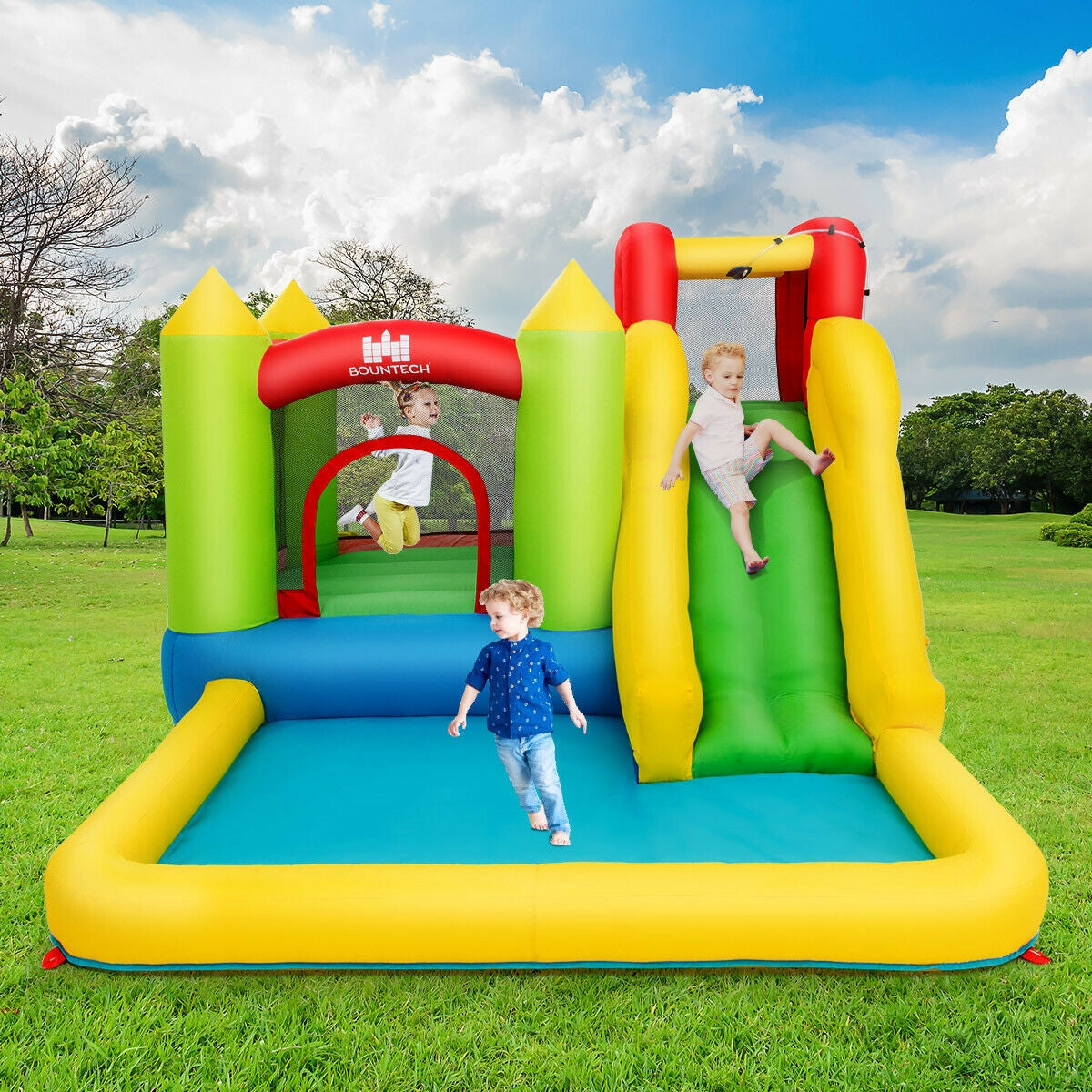 Château Gonflable avec Toboggan Aquatique