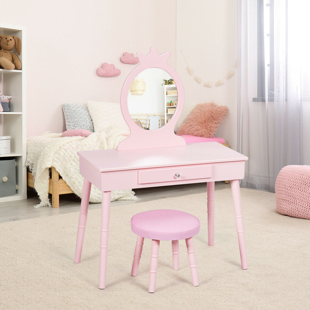Gbruno Kids Vanity Makeup Table and Chair Set