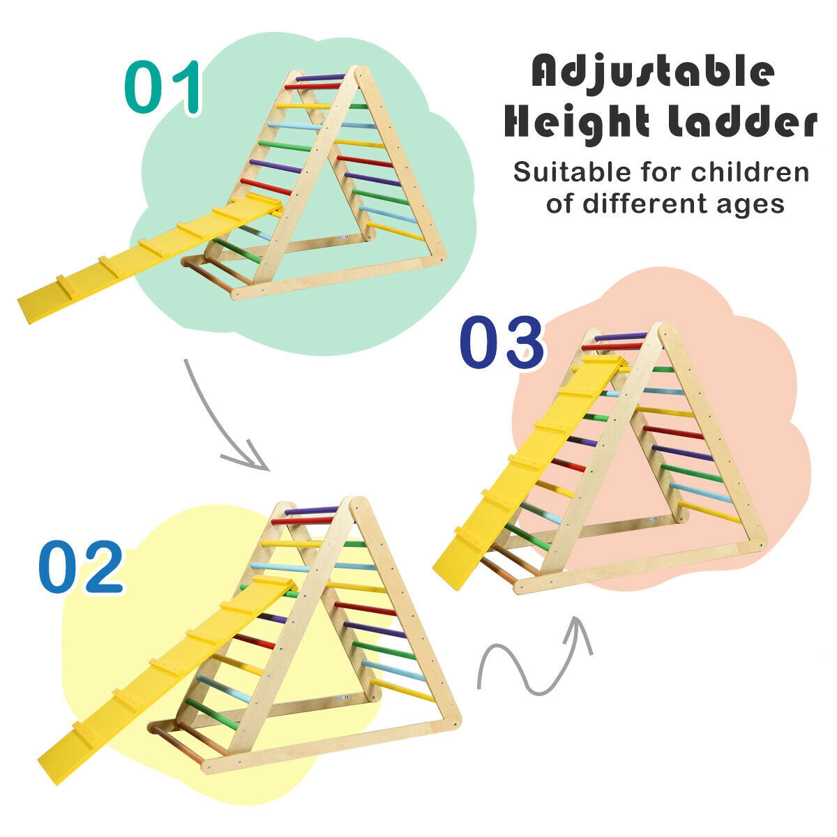 Triangle d'escalade en bois pliable pour le jeu intérieur