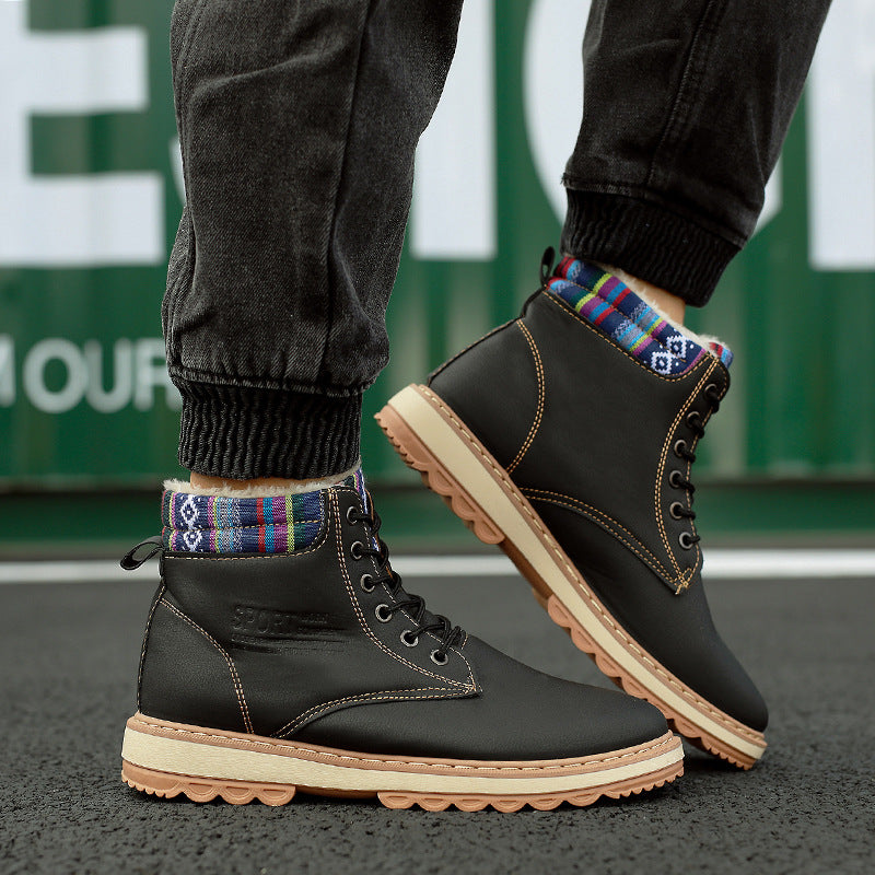 Bottes d'hiver imperméables pour hommes avec doublure en peluche