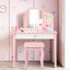Kids Princess Make Up Dressing Table with Tri-folding Mirror - Pink