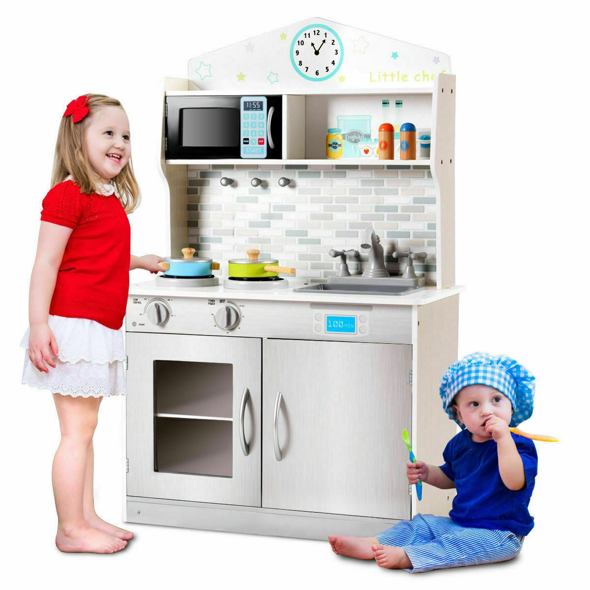 Kids Wooden Pretend Cooking Playset - Beige