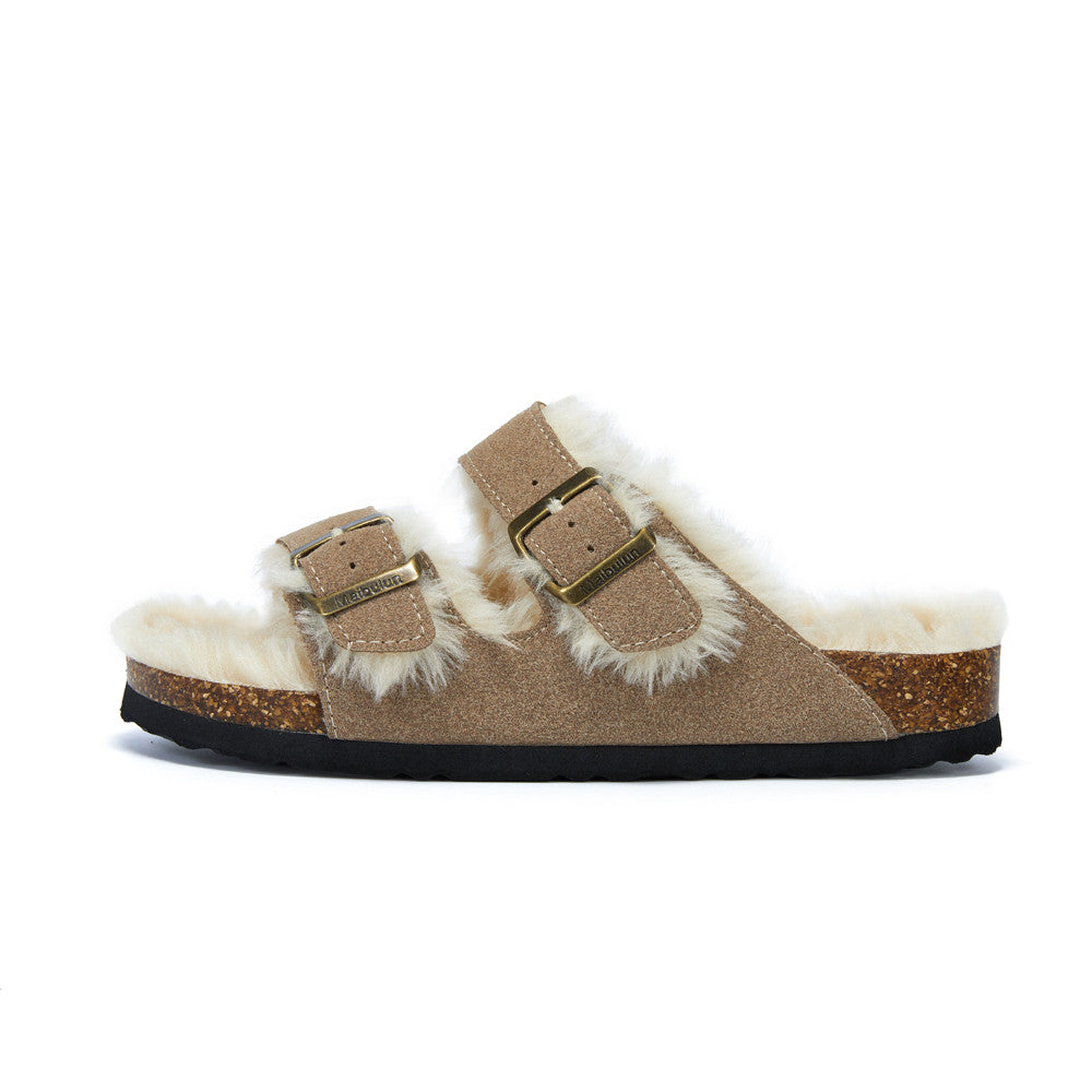 Zapatillas de Lana Premium con Hebilla Ajustable para Comodidad Interior y Exterior
