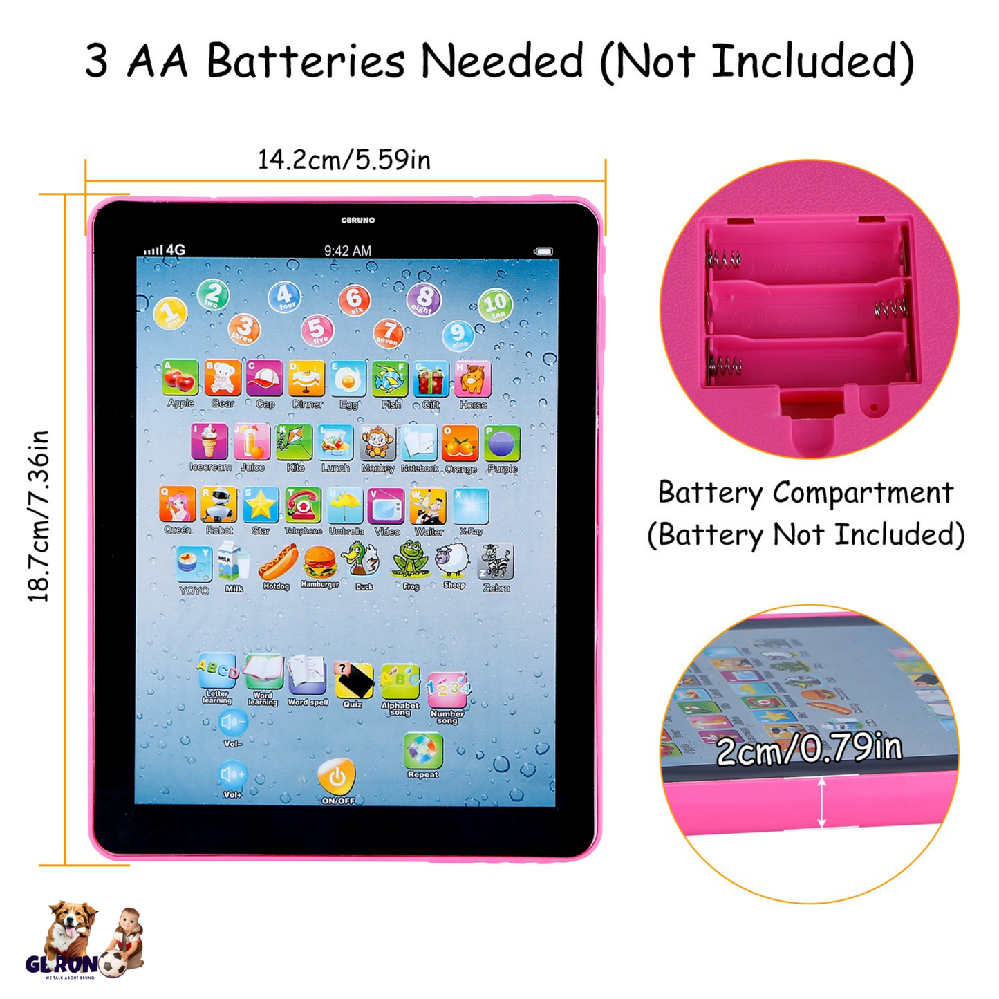 Tablette d'apprentissage GBruno pour bébé - Amusement éducatif pour les enfants