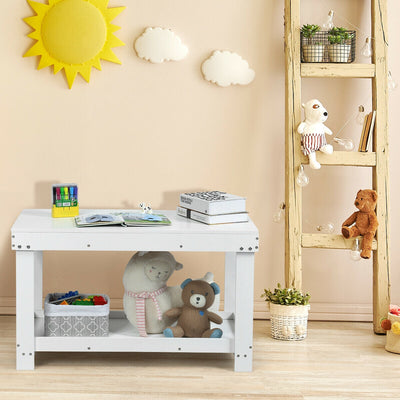 Solid Multifunctional Wood Kids Activity Play Table - White