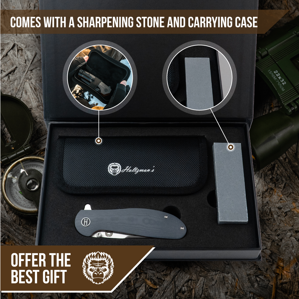 Premium Folding Pocket Knife Gift Set for Adventurers (Grey & Red) - Korvel