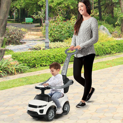 3-in-1 Convertible Toddler Stroller and Ride-On Car - White