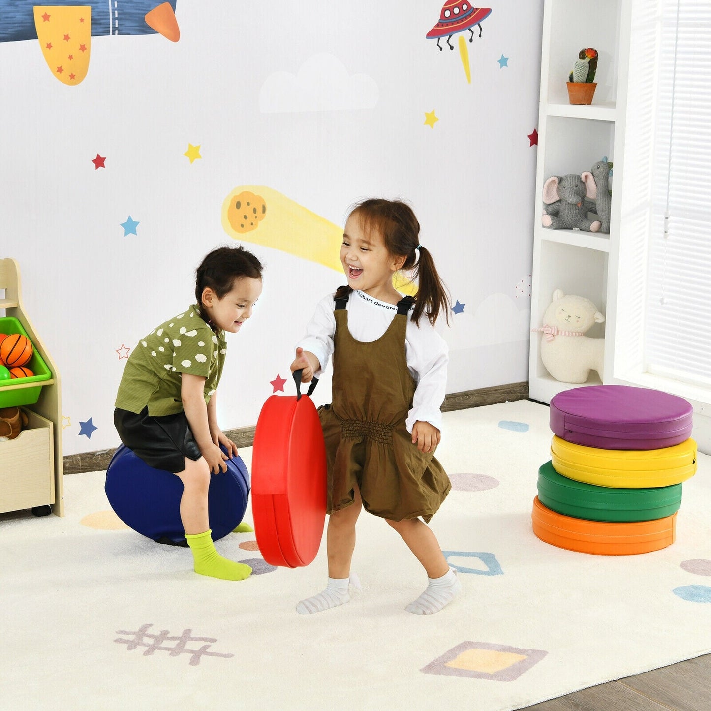 Cojines de Suelo para Niños de 6 Piezas Multicolores - 15 Pulgadas
