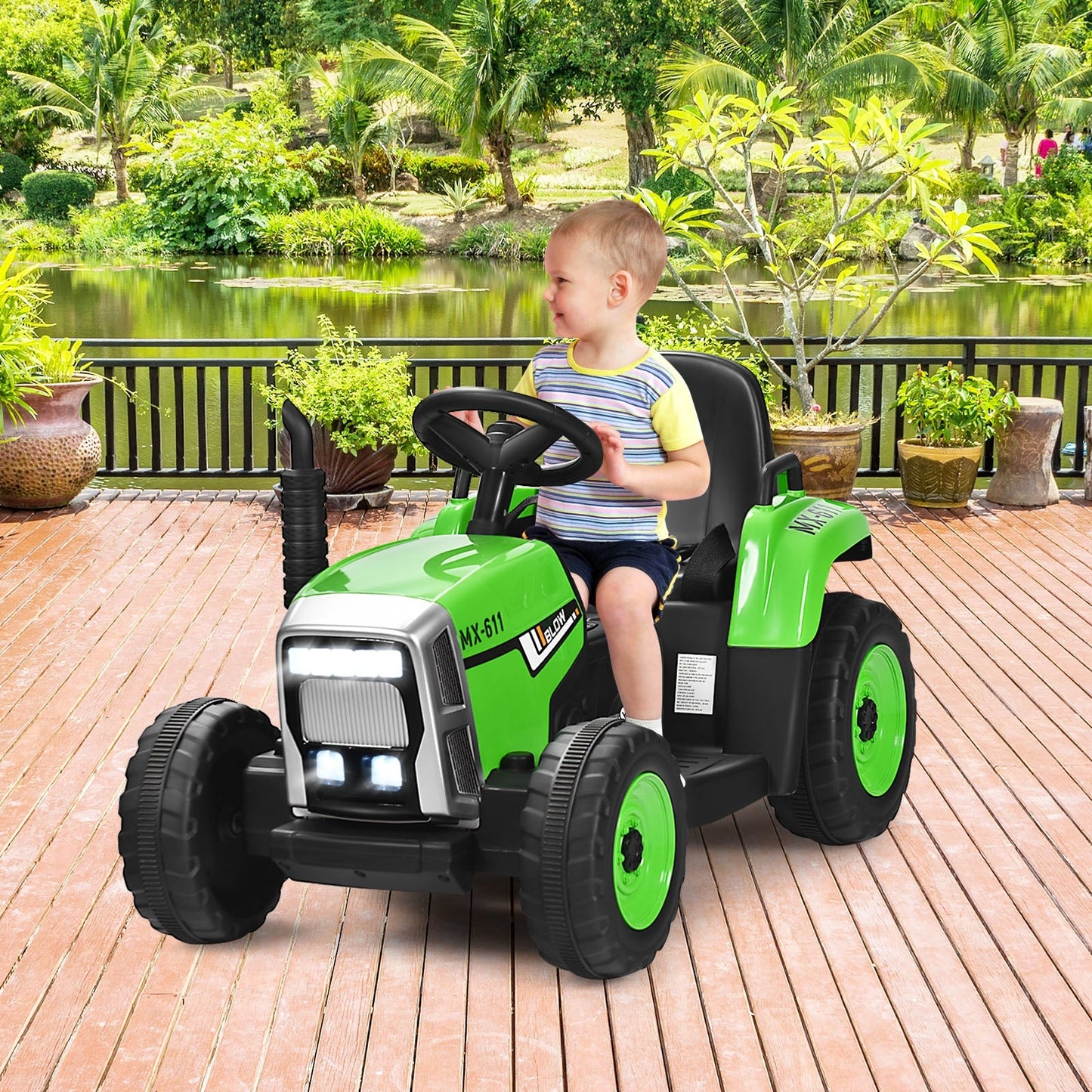 Tractor eléctrico de 12V con cargador para niños de 3 años en adelante