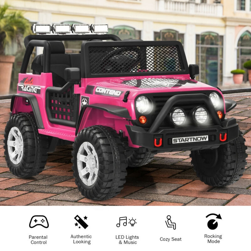 12V Kids Electric Ride On Truck - Pink with Remote Control