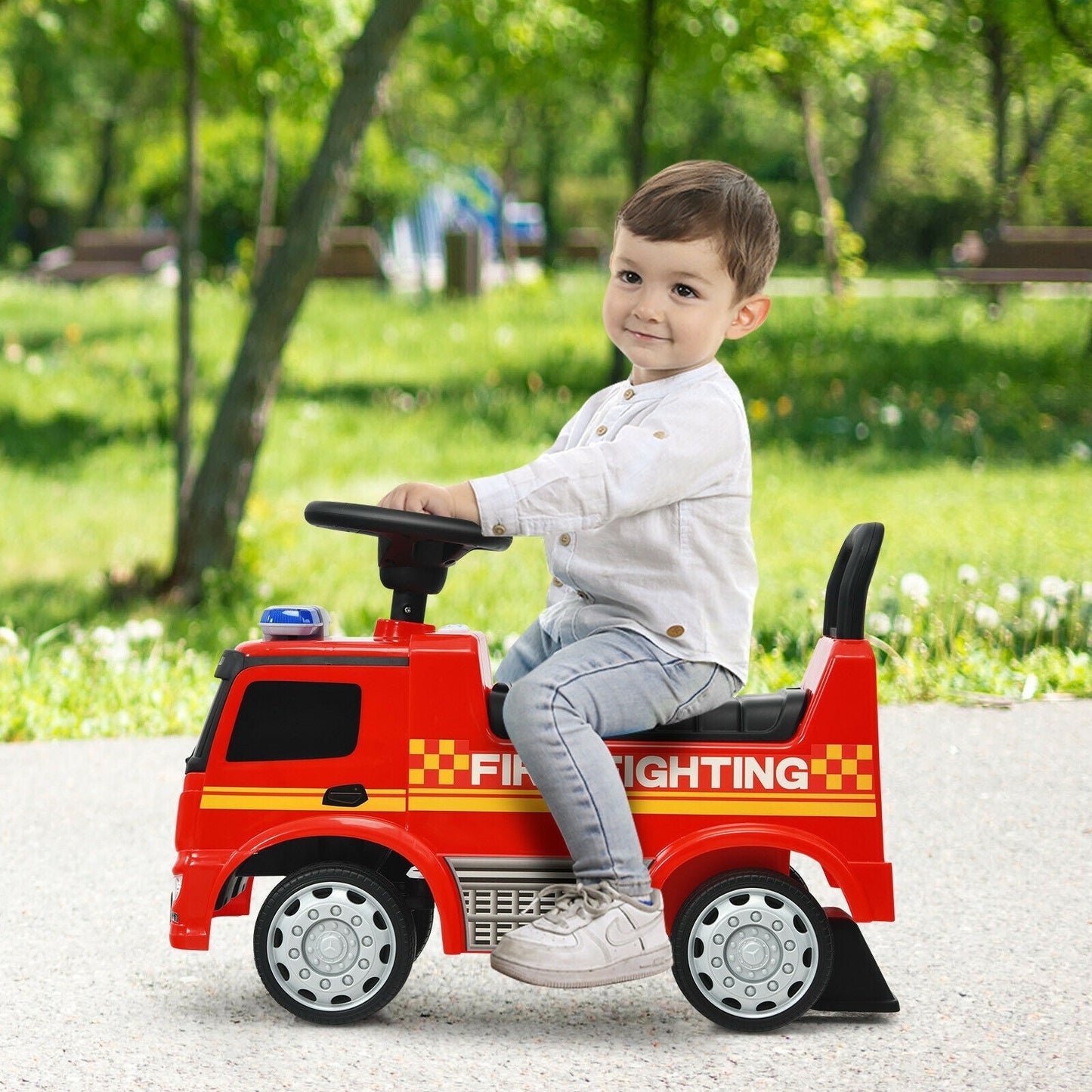 Véhicule de pompier pour enfants Mercedes Benz sous licence - Rouge