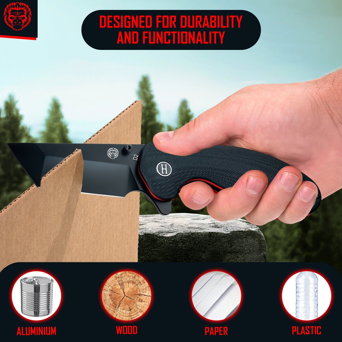 The Ultimate Pioneer Folding Pocket Knife Gift Set for Adventurers (Black & Orange) - Korvel