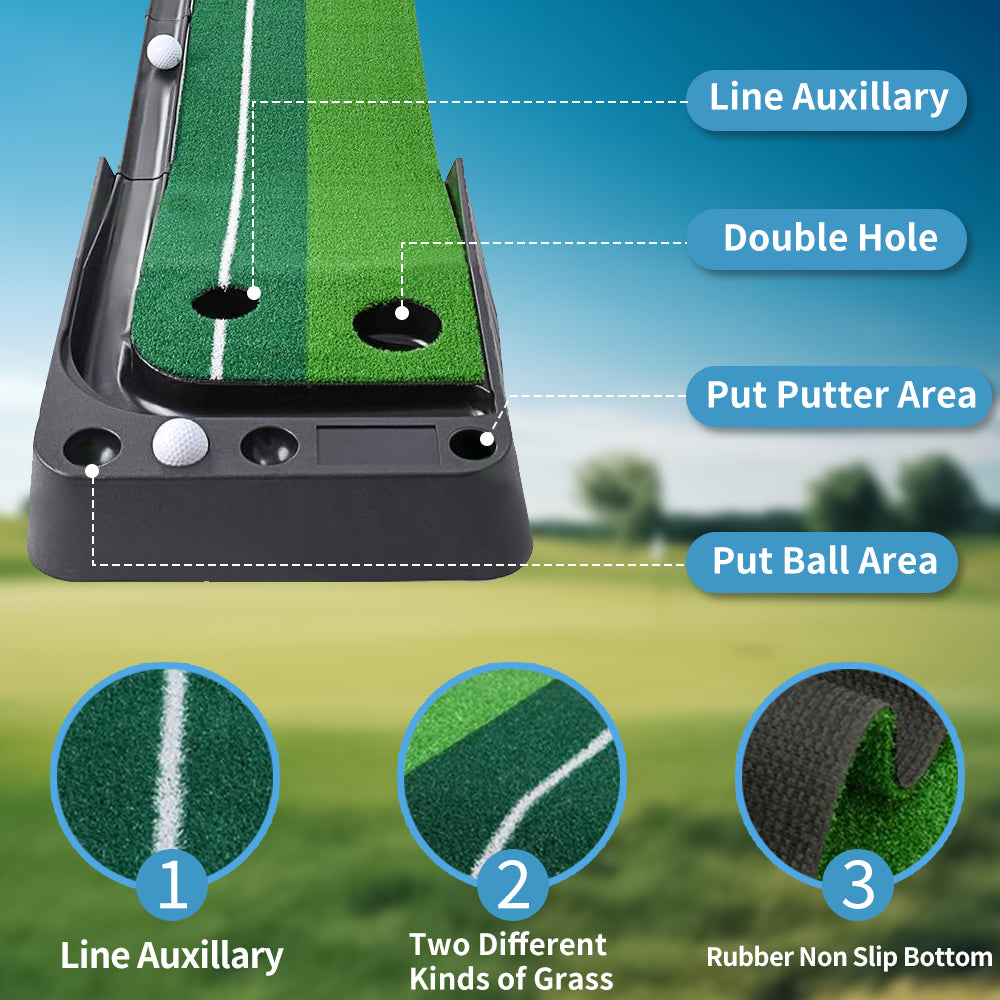 Portable Golf Putting Mat (8FT/10FT) - Perfect for Home Practice - Korvel