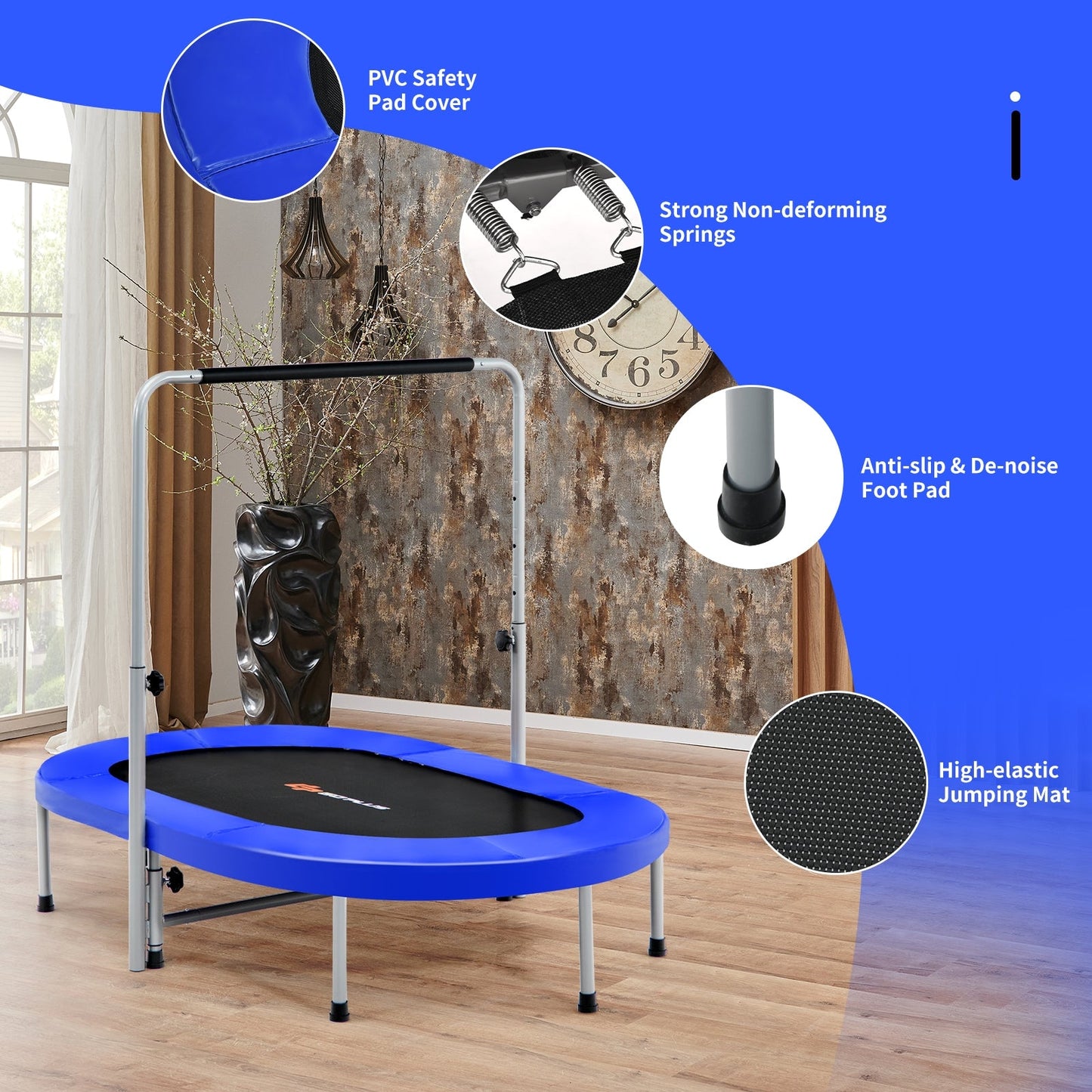 Trampolín Rebotador Mini Plegable para Niños de 2 Personas - Azul