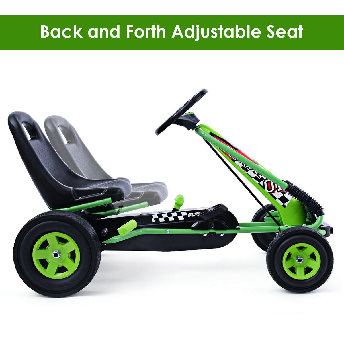 Go Kart de Pedales para Niños de 4 Ruedas - Verde