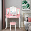 Kids Princess Vanity Table and Stool Set - Pink
