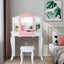 Ensemble de table de maquillage et de tabouret pour enfants Princesse avec miroir pliant - Blanc