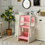 Marchepied de Cuisine pour Enfants avec Double Barrière de Sécurité - Rose