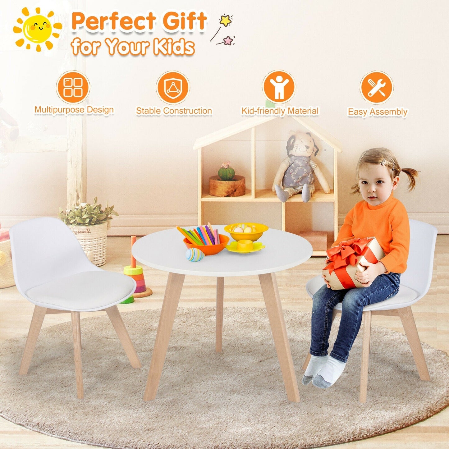 Ensemble de table d'activité moderne pour enfants et 2 chaises