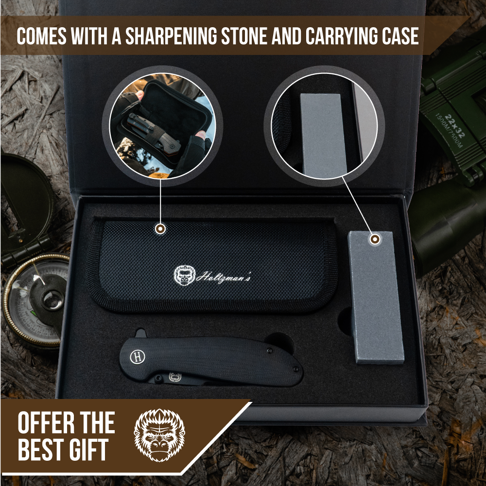 Premium Folding Pocket Knife Gift Set for Adventurers (Black & Blue) - Korvel