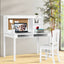 Kids Desk and Chair Set with Hutch and Bookshelves - White
