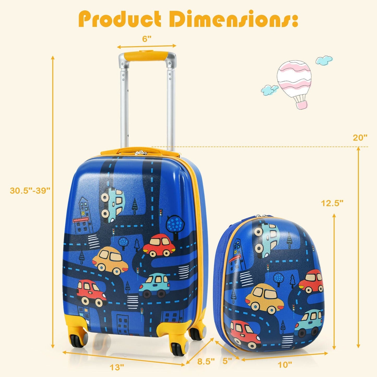 2-Piece Kids Luggage Set: Suitcase & Backpack for Travel