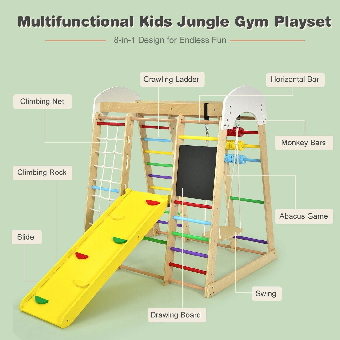 Gimnasio de Escalada Interior 8 en 1 para Niños