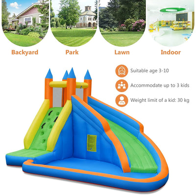 Casa de Rebote Inflable para Niños con Tobogán de Agua y Ventilador