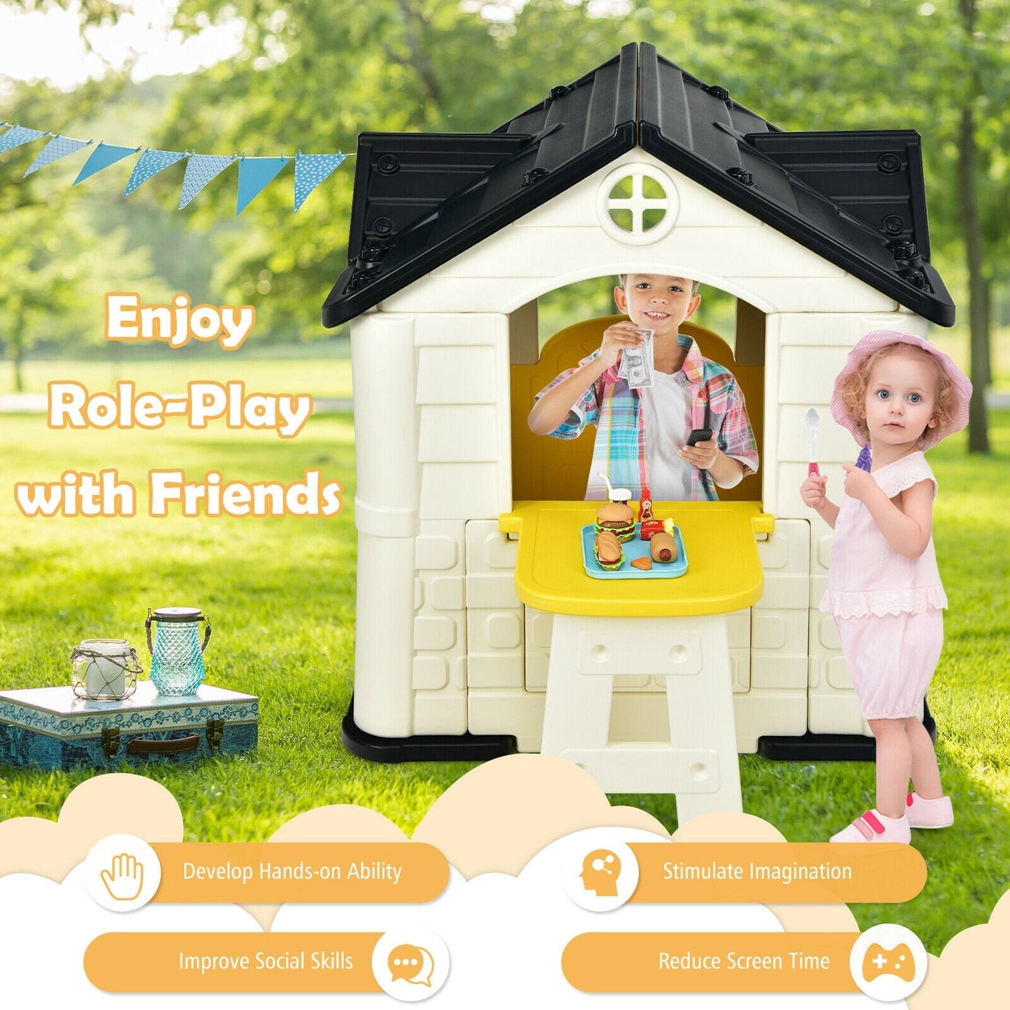 Conjunto de Juguetes Casa de Juegos Gbruno para Niños - 7 Piezas en Amarillo
