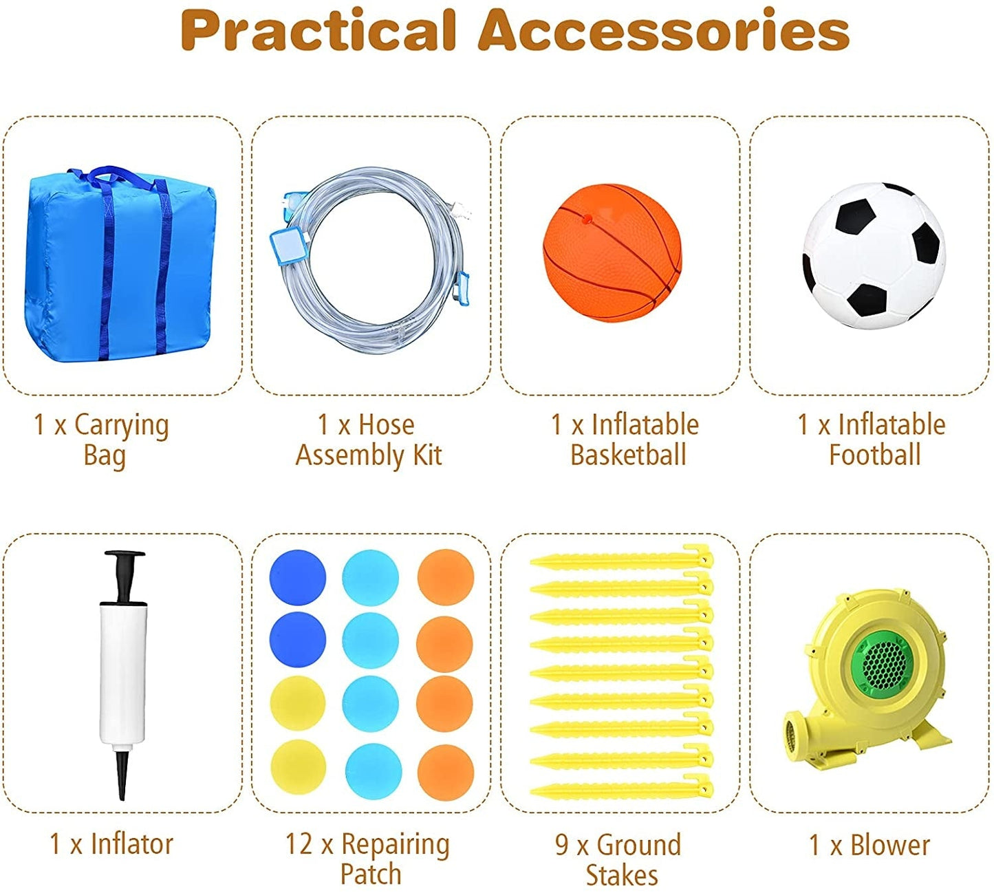 6-in-1 Inflatable Water Slide for Kids with Blower