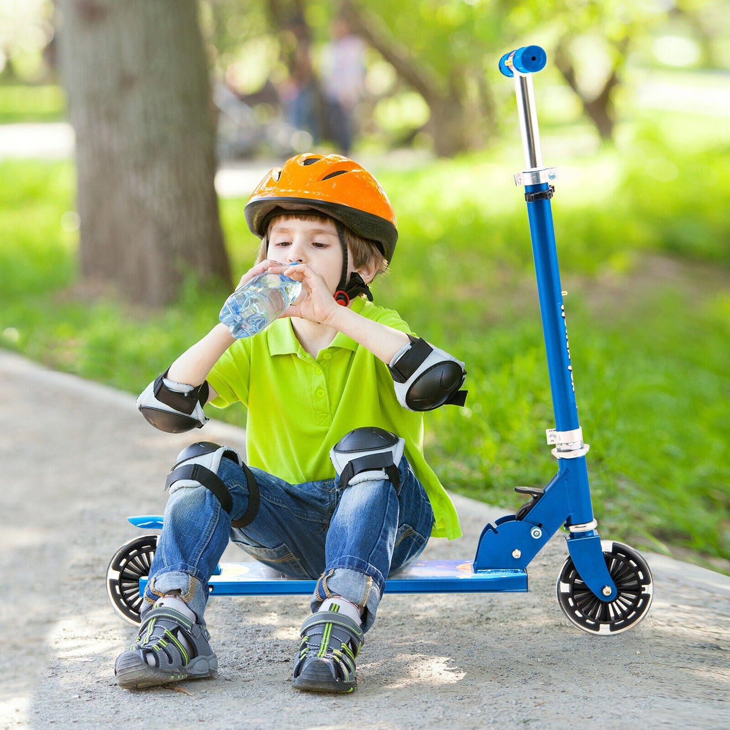 Trottinette pliable avec hauteurs réglables pour enfants - Bleu