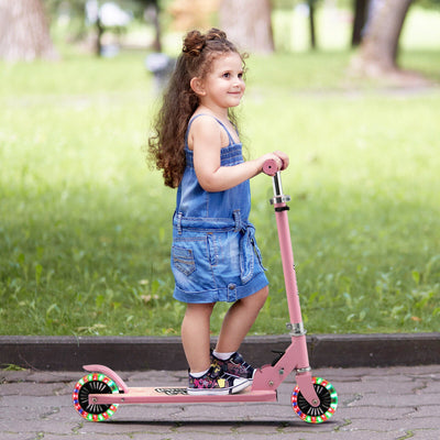 Folding Kick Scooter with Adjustable Heights for Kids - Pink