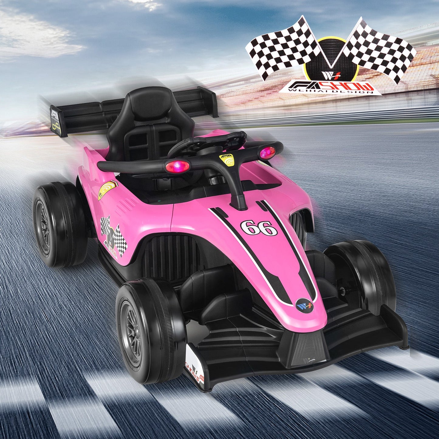12V Kids Electric Formula Racing Car with Remote Control - Pink