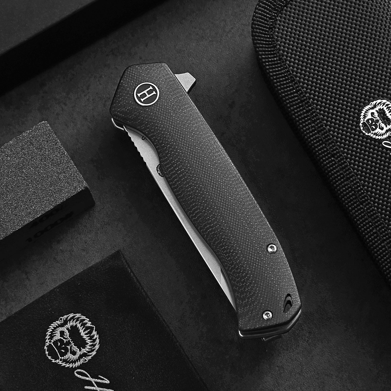Ultimate Pathfinder Folding Pocket Knife Gift Set for Adventurers (Black & Silver) - Korvel