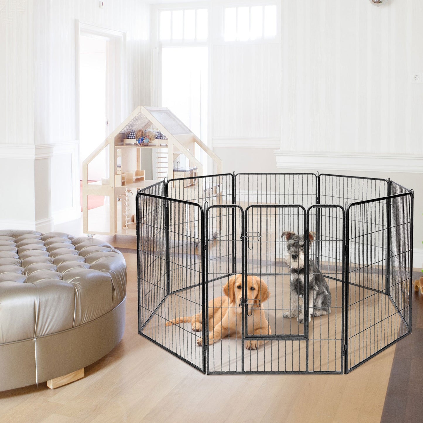 8-Panel Heavy Duty Pet Playpen with Door - 48 Inches