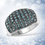 Anillo de Compromiso de Diamantes Azules y Blancos de 0.83 Quilates en Plata de Ley
