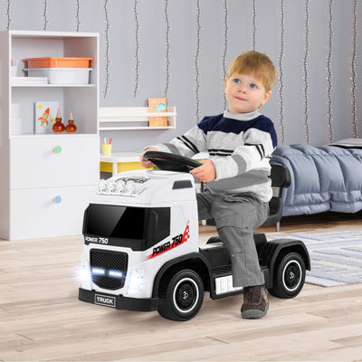 6V Kids Electric Ride-on Truck with Adjustable Seat - White