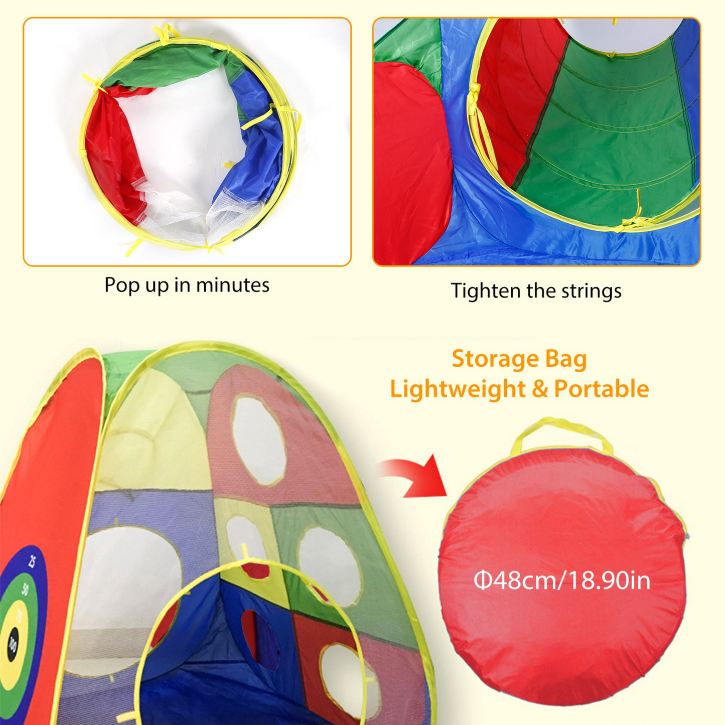 Ensemble de Tente de Balles pour Enfants de 5 Pièces avec Tunnels de Rampement