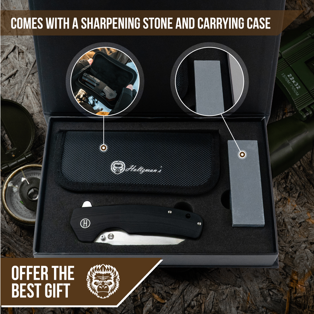 The Clip Point Folding Pocket Knife Giftset for Men and Women (Silver and Black) - Korvel