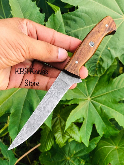 Premium 4 Inch Fillet Knife – Exquisite Damascus Steel & Elegant Rosewood - Korvel