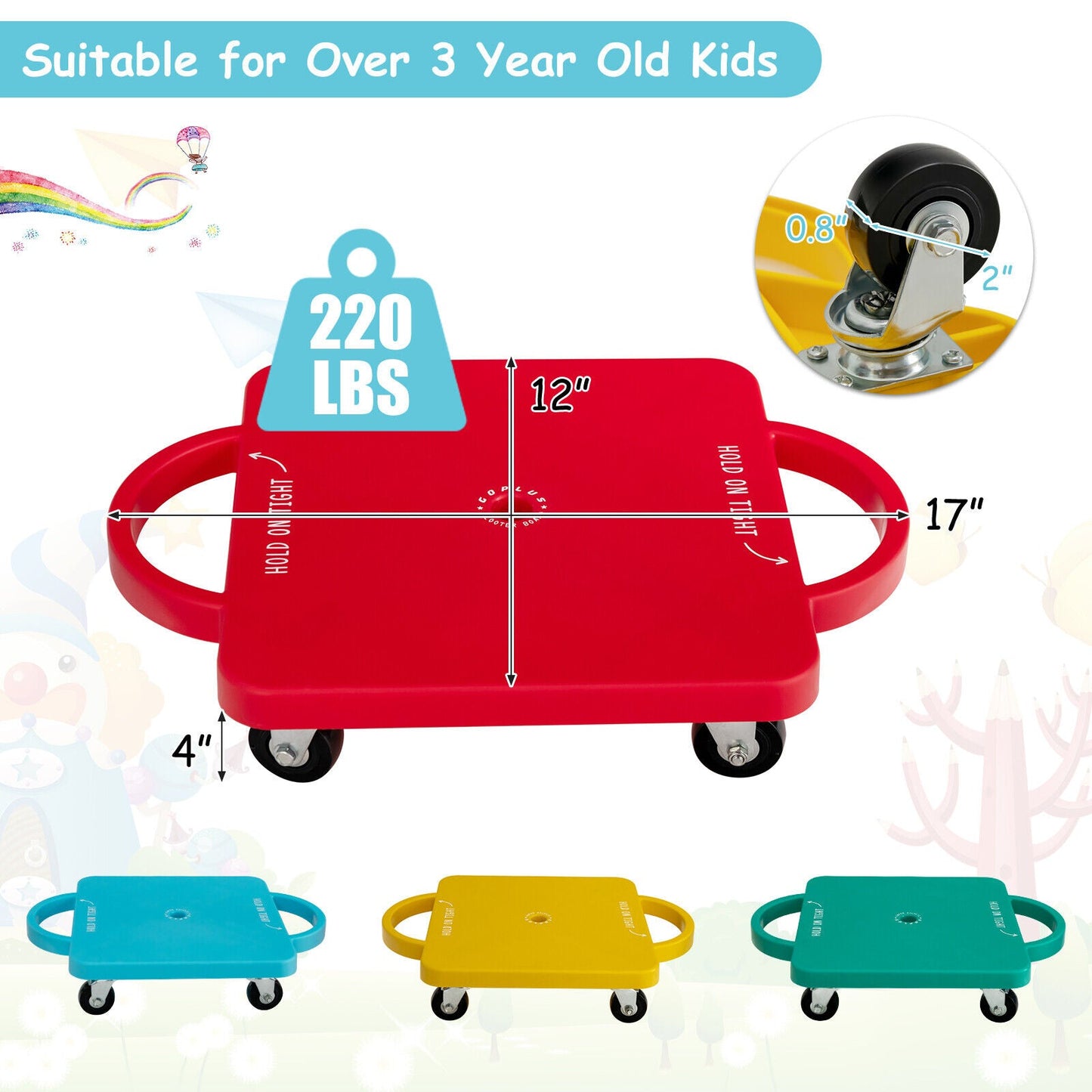 Ensemble de scooters assis pour enfants en 4 pièces avec roulettes universelles