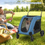 4-Wheel Extra Large Dog Stroller - Foldable with Dual Entry - Blue