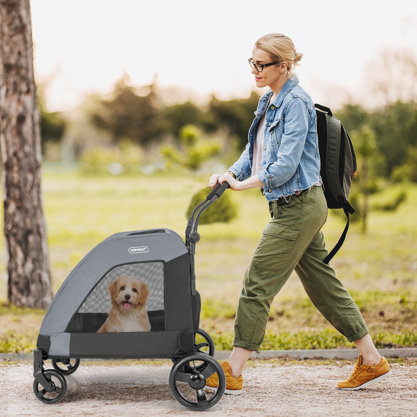 Extra Large Foldable Dog Stroller - Gray