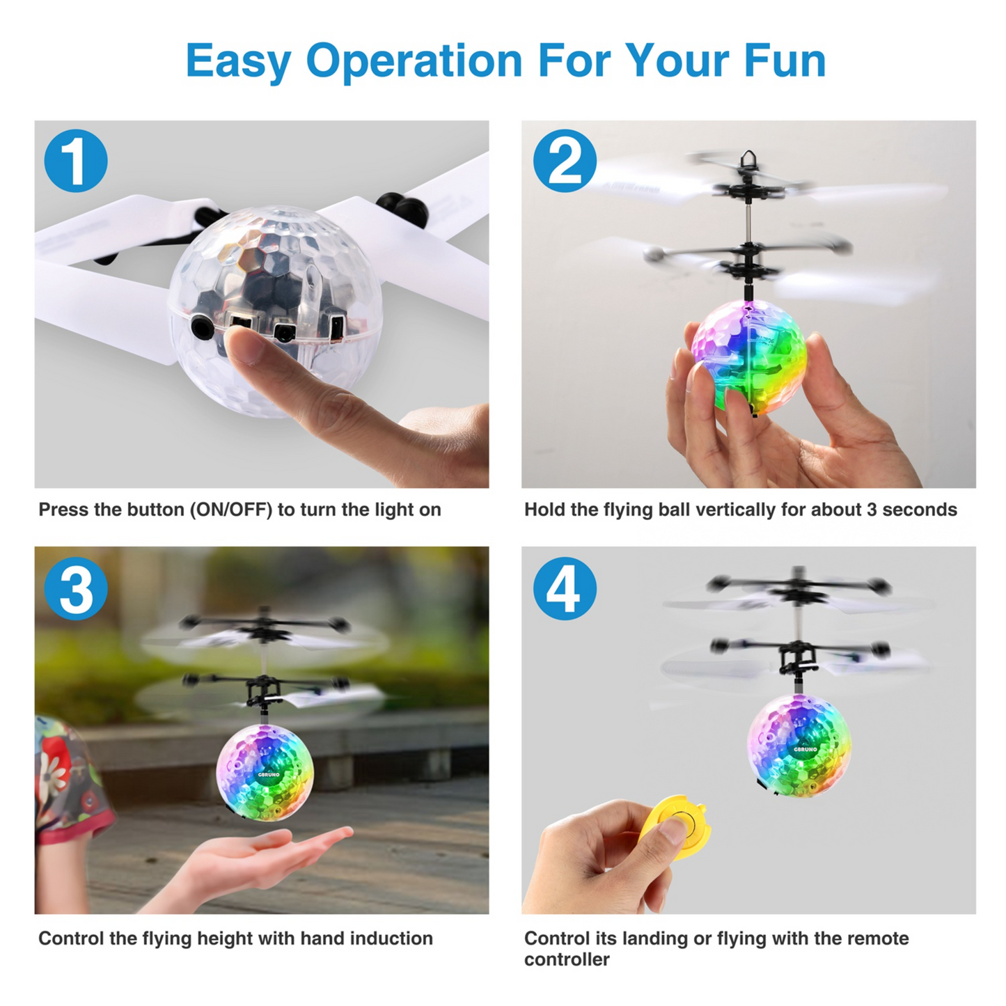 Drone à balle volante à induction infrarouge avec lumières LED