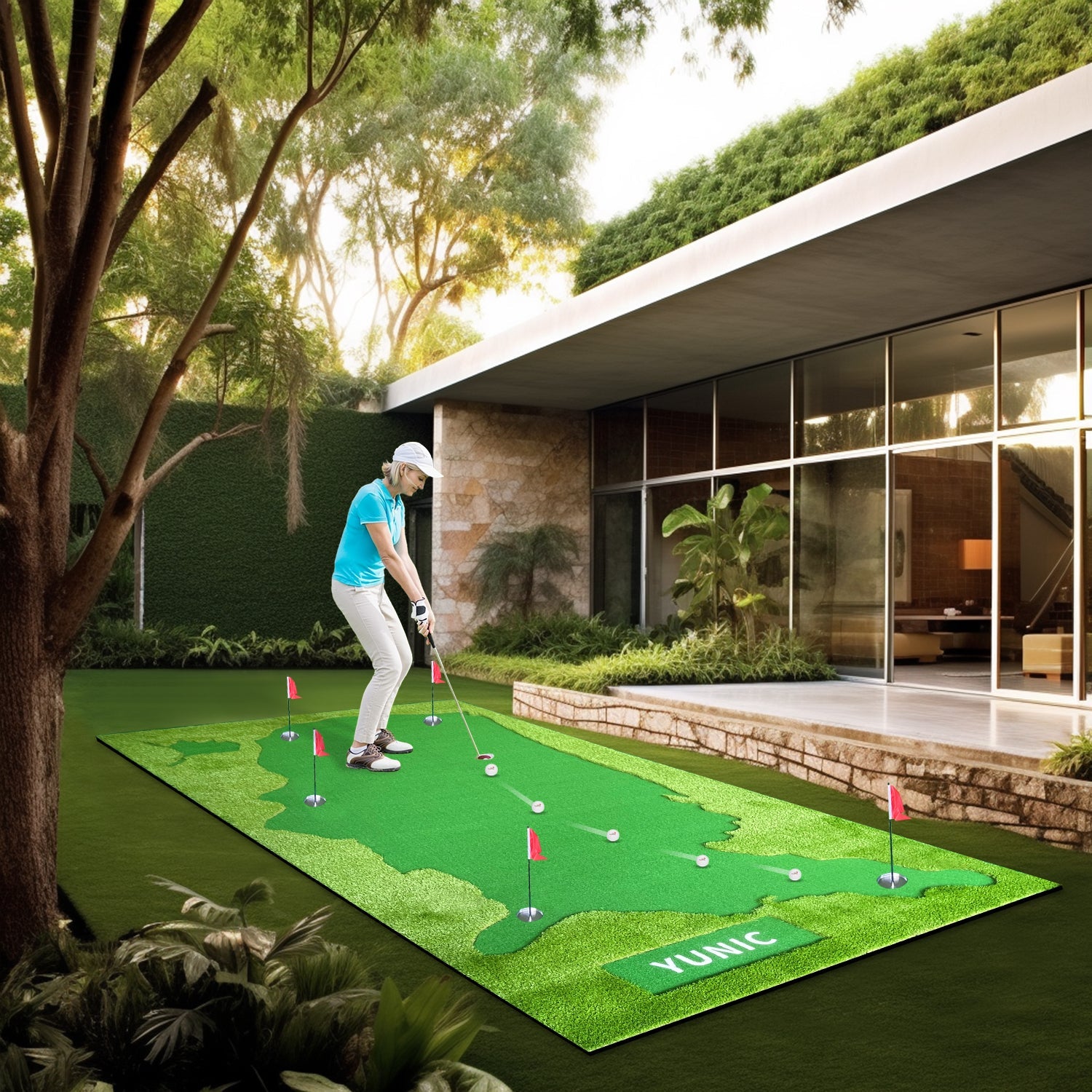 Premium 8ft x 16ft Golf Putting Green - US Map Design - Korvel