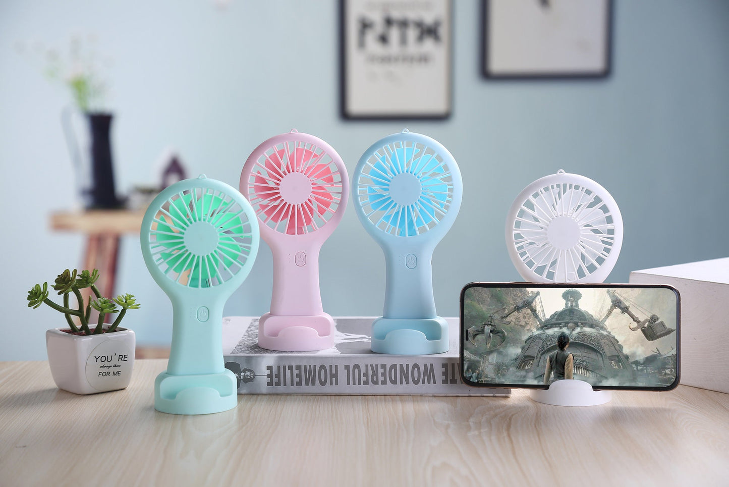Ventilateur de poche rechargeable portable avec 3 réglages de vitesse