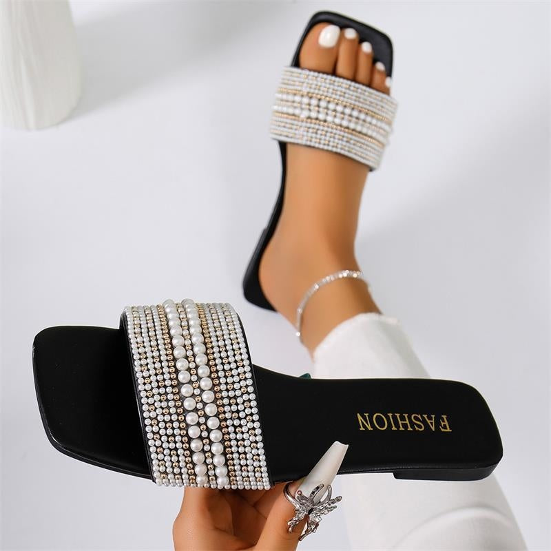 Sandalias Elegantes de Diamante Negro para Mujeres